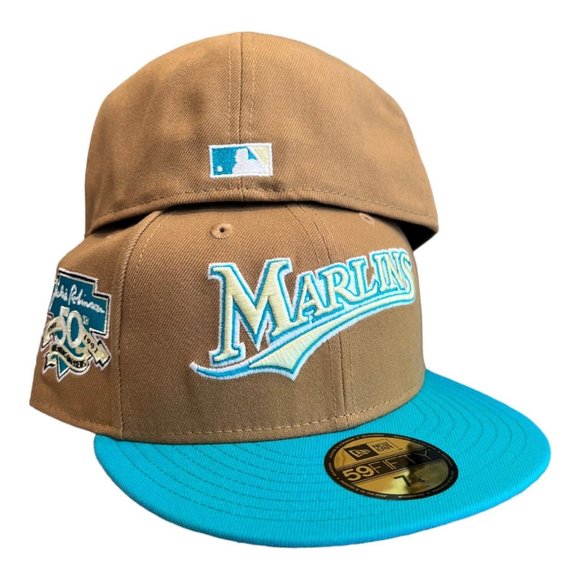 New Era Florida Marlins Khaki Pack Fitted Hat Jackie Robinson Side Patch - Picture 2 of 7